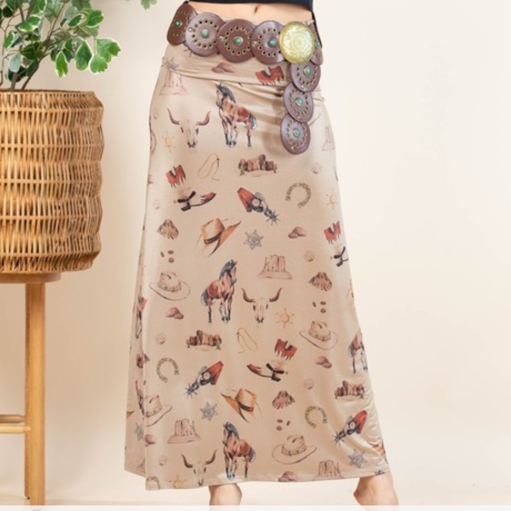 Western Cowboy Print Skirt